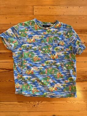 Polo Ralph Lauren Hawaiian Hula Girl All Over Print Tee Shirt Men’s Size Large L
